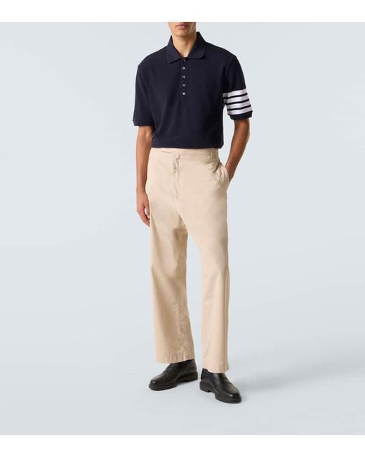 Thom Browne Polohemd 4-Bar Aus Baumwolle in Blue für Herren