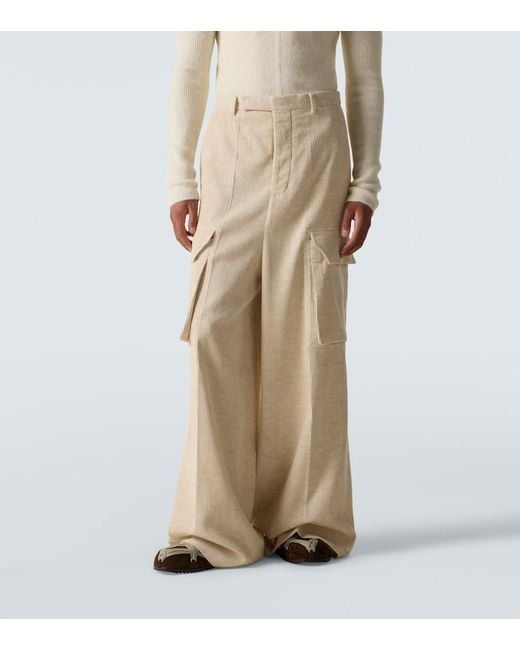 Rick Owens Natural Firebanks Cotton And Linen Cargo Pants for men
