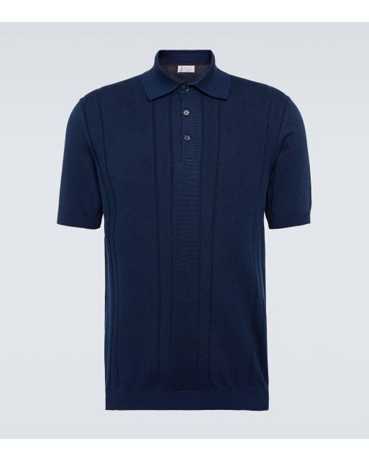 Brunello Cucinelli Blue Cotton Polo Shirt for men
