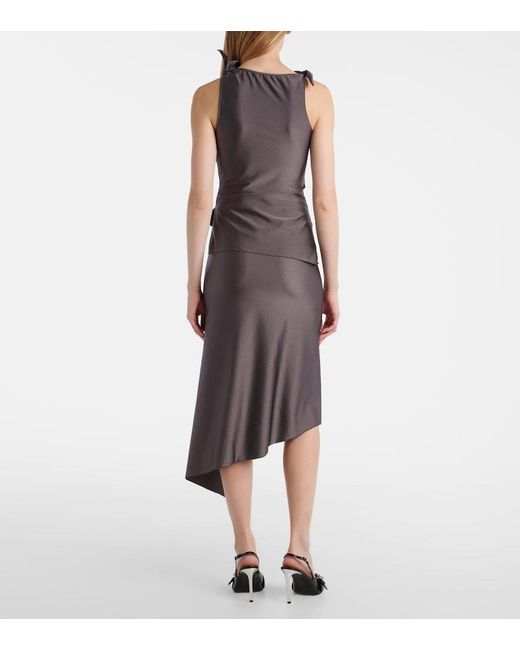 Coperni Brown Floral-Applique Satin Top