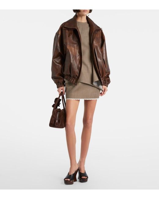 Magda Butrym Brown Leather Blouson Jacket