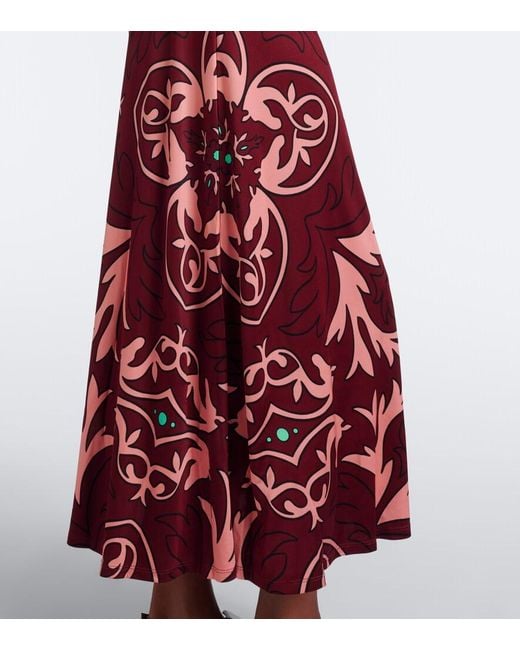 Johanna Ortiz Red Nuestra Tierra Printed Jersey Maxi Dress