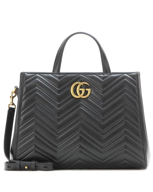 Gucci Black Gg Marmont Matelassé Leather Tote