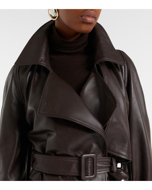 Nour Hammour Black Hatti Cropped Leather Jacket