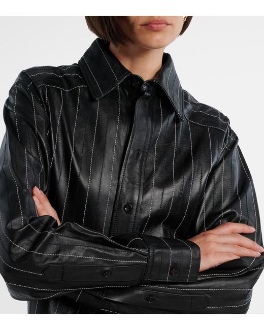 Victoria Beckham Black Belted Leather Jacket