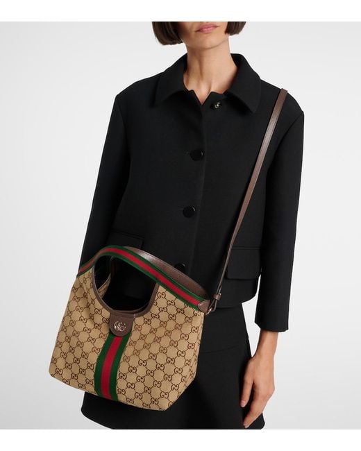 Gucci Brown Giglio Small Gg Canvas Tote Bag