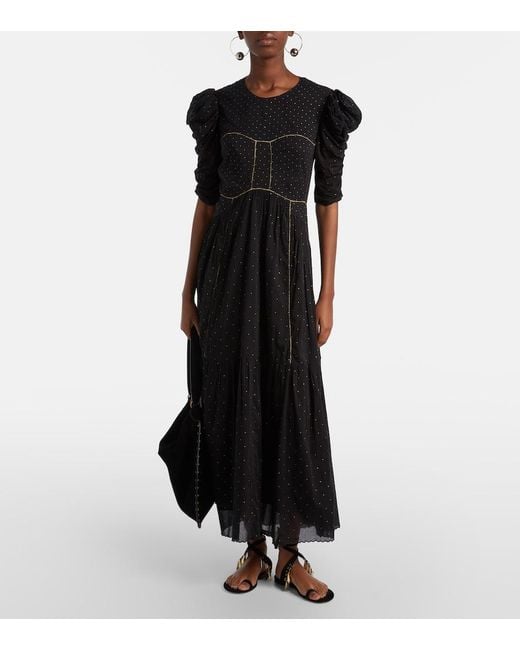 Isabel Marant Black Sichene Polka-Dot Cotton Maxi Dress