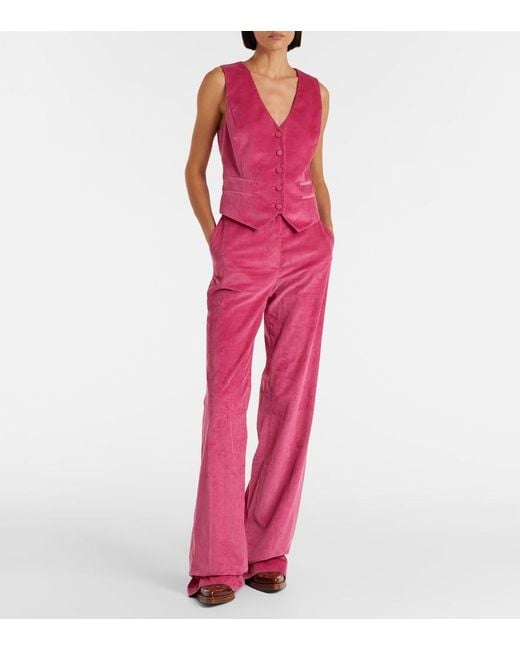 Gabriela Hearst Pink Coleridge Cotton Corduroy Vest