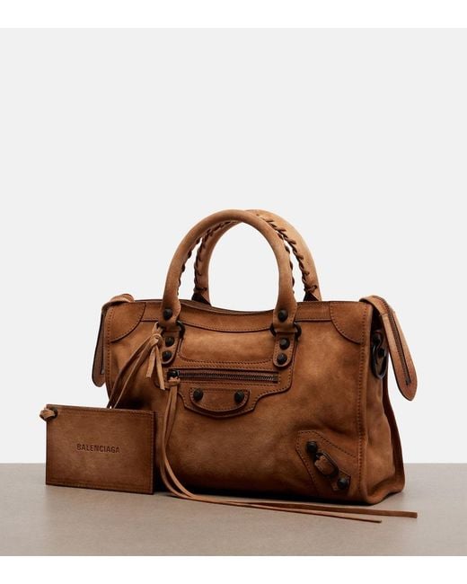 Balenciaga Brown Le City Small Suede Top-Handle Bag