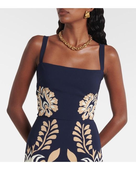 LaDoubleJ Blue Buy Me A Martini Floral Satin Midi Dress