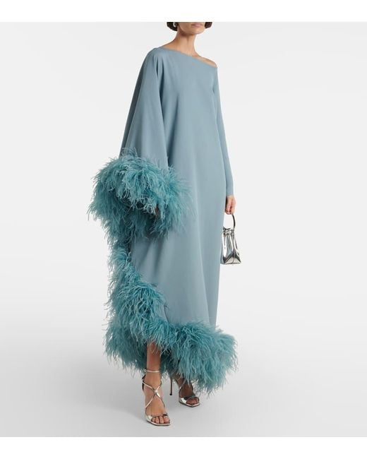 Vestido De Fiesta Ubud Extravaganza Con Plumas ‎Taller Marmo de color Blue