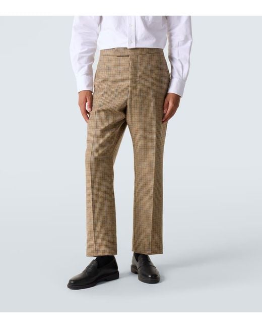 Thom Browne Natural Houndstooth Wool Straight Pants for men