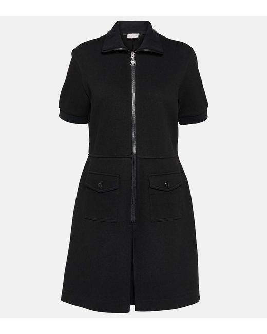 Vestido corto de mezcla de algodon Moncler de color Black