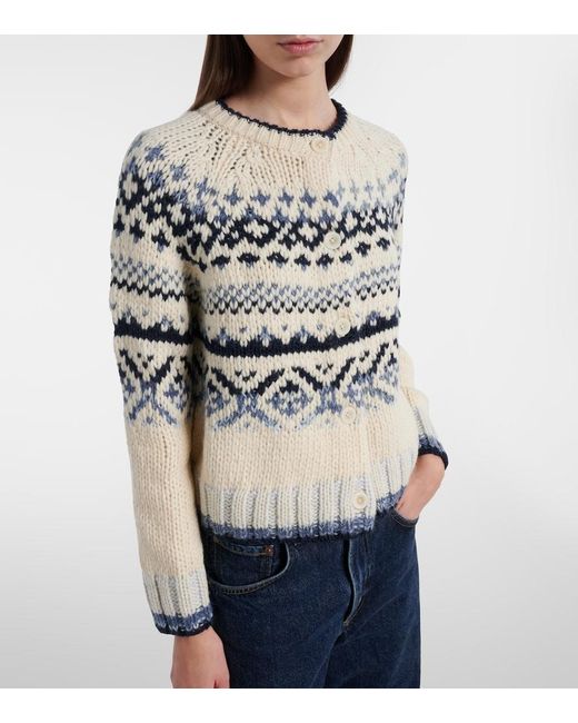 Velvet White Tovah Fair Isle Wool-Blend Cardigan