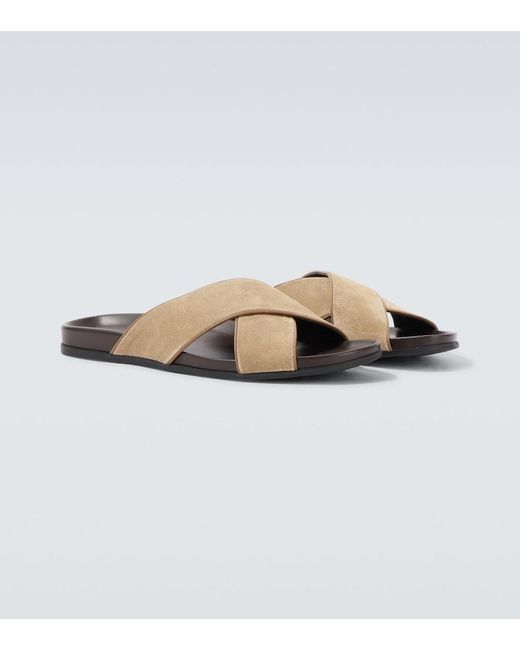 Manolo Blahnik Brown Chiltern Suede Slides for men