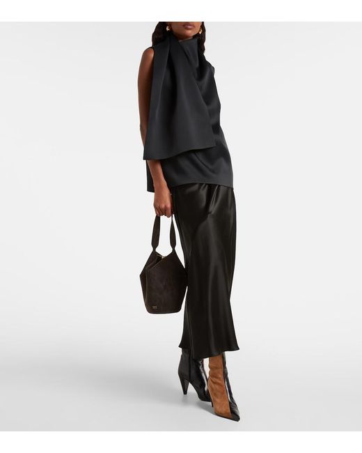 Khaite Black Lotus Mini Suede Tote Bag