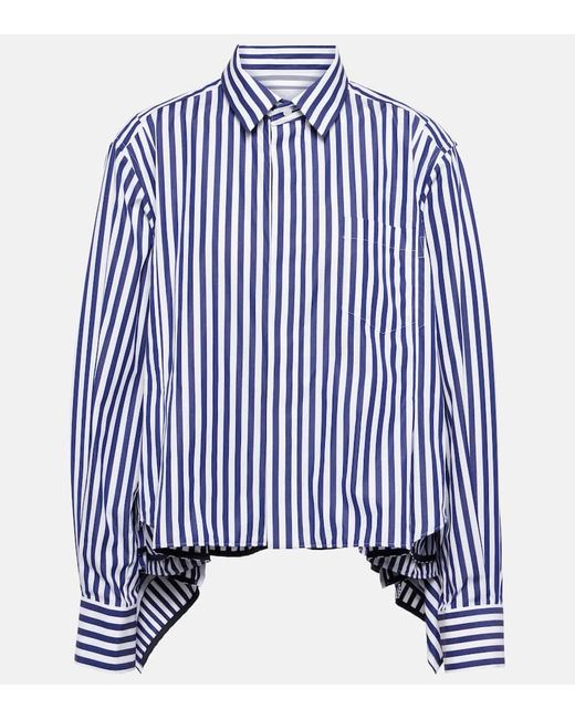Camisa de popelin de algodon a rayas Sacai de color Blue