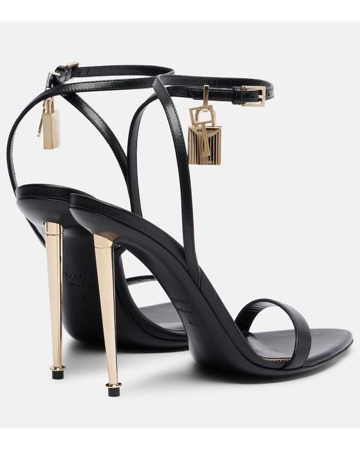 Tom Ford Black Padlock Leather Sandals
