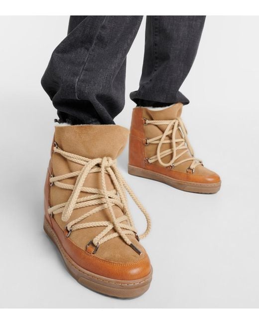Isabel Marant Brown Nowles Shearling-lined Suede & Leather Boots
