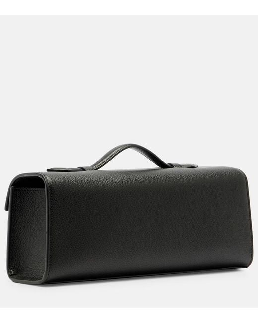 SAVETTE Black Slim Symmetry Leather Tote Bag