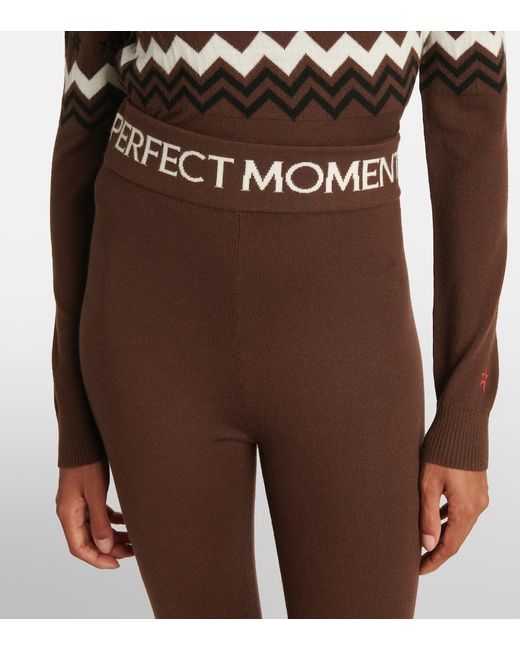 Perfect Moment Brown Nordic Intarsia High-Rise Wool Leggings