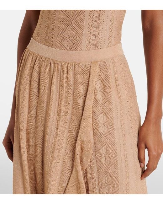 Zimmermann Brown Aster Pointelle Lame Maxi Skirt
