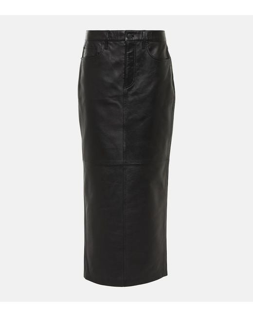Wardrobe NYC Black Back-Slit Leather Maxi Skirt