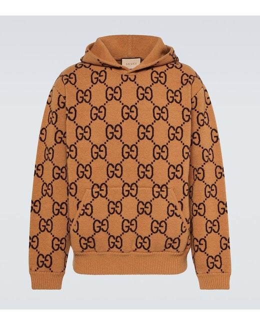 Gucci Brown GG Wool Hooded Sweatshirt for men