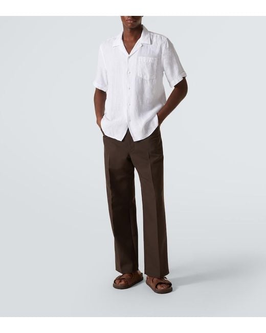 Vilebrequin White Charli Linen Bowling Shirt for men