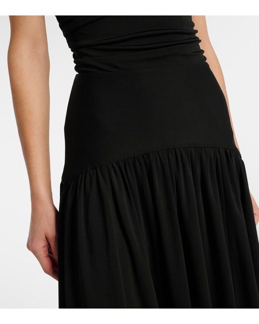 Staud Black Mariana Ruched Jersey Maxi Dress