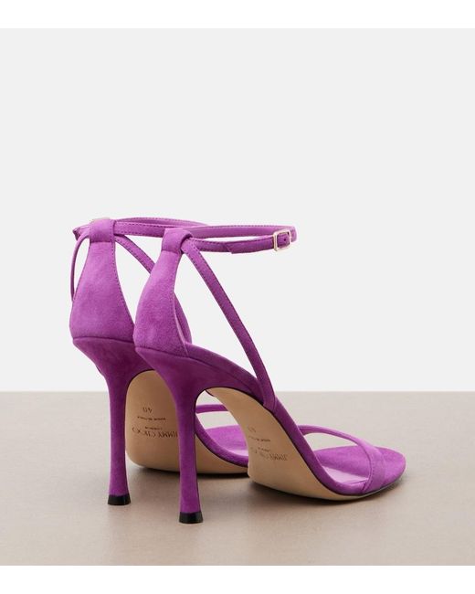 Jimmy Choo Purple Moza Suede Sandals