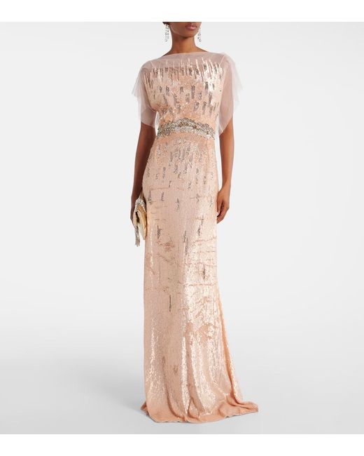 Jenny Packham Pink Bonnie Embellished Gown
