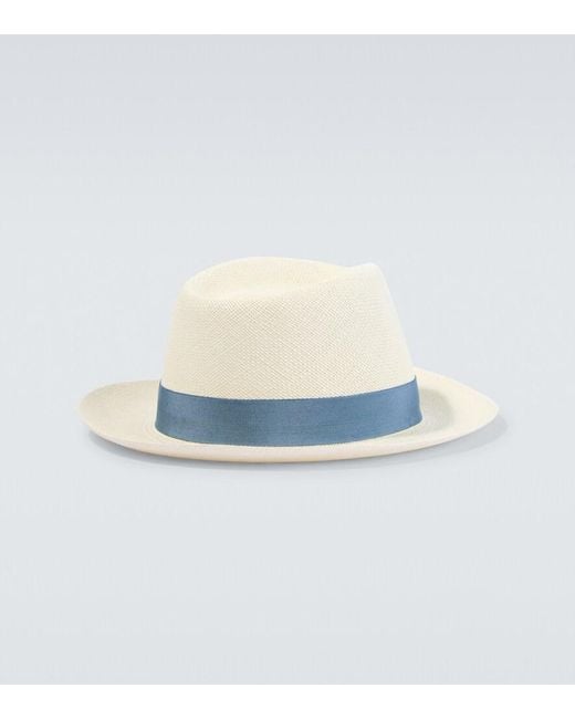 Brioni Blue Panama Hat for men