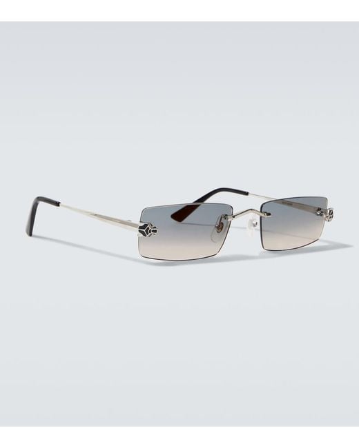 Cartier Blue Panthere De Cartier Rectangular Sunglasses for men