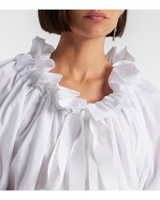 Patou White Ruffled Cropped Cotton Top
