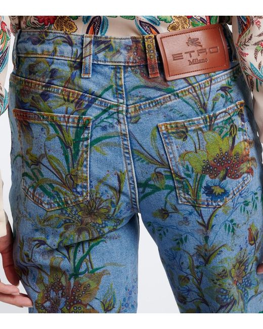 Etro Blue Floral Flared Jeans