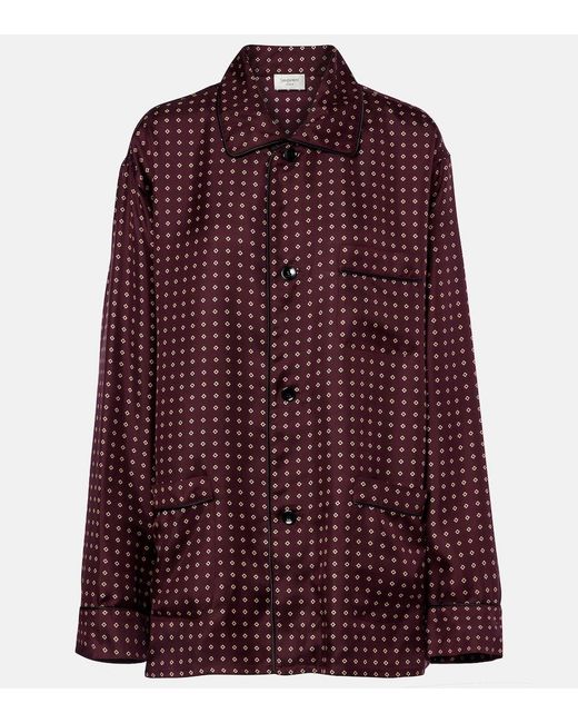 Saint Laurent Purple Printed Silk Satin Pajama Shirt