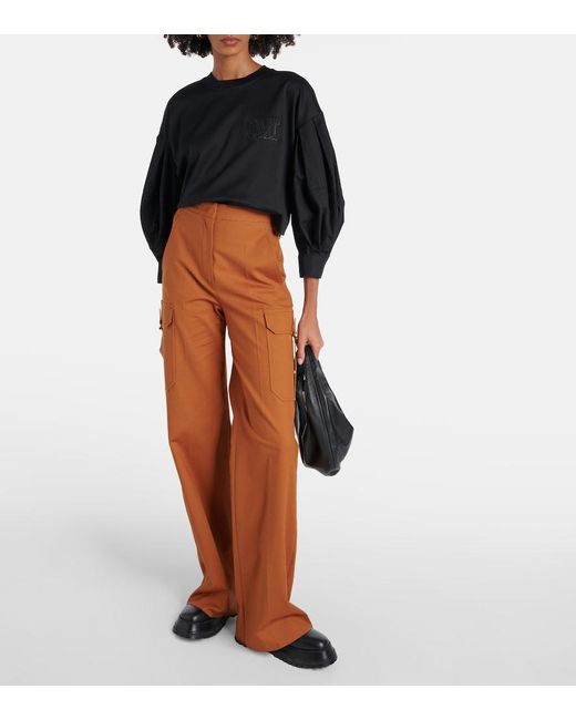 Max Mara Black Dolly Cotton Jersey And Poplin Top