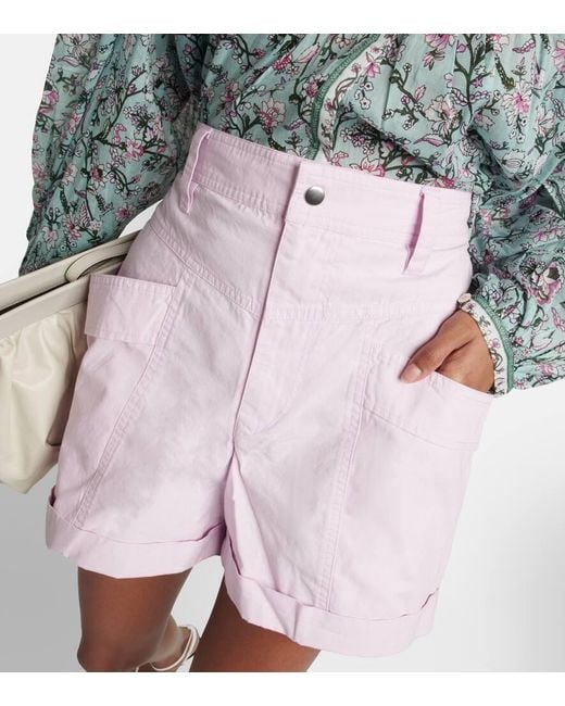 Isabel Marant Pink High-Rise Shorts Rachel Aus Baumwolle
