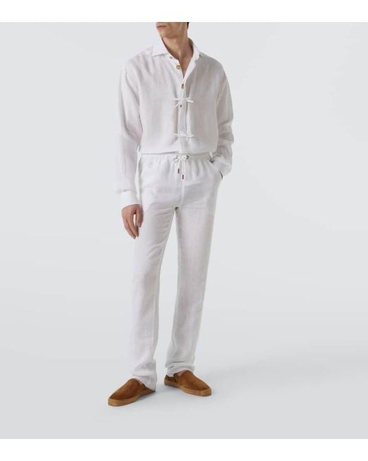 Kiton White Linen Pants for men