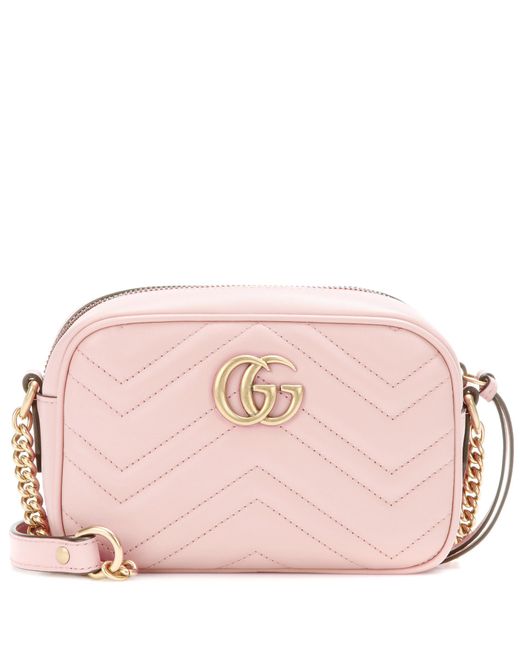 Gucci Pink Gg Marmont Mini Matelassé Leather Crossbody Bag
