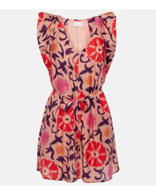 Velvet Red Jenna Printed Cotton And Silk Minidress
