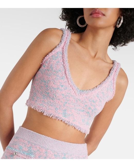 Rabanne Pink Tweed Crop Top