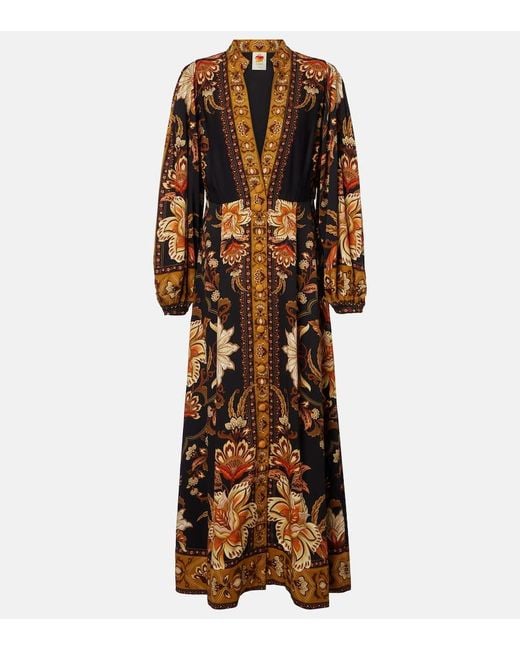 Farm Rio Brown Majestic Garden Maxi Dress