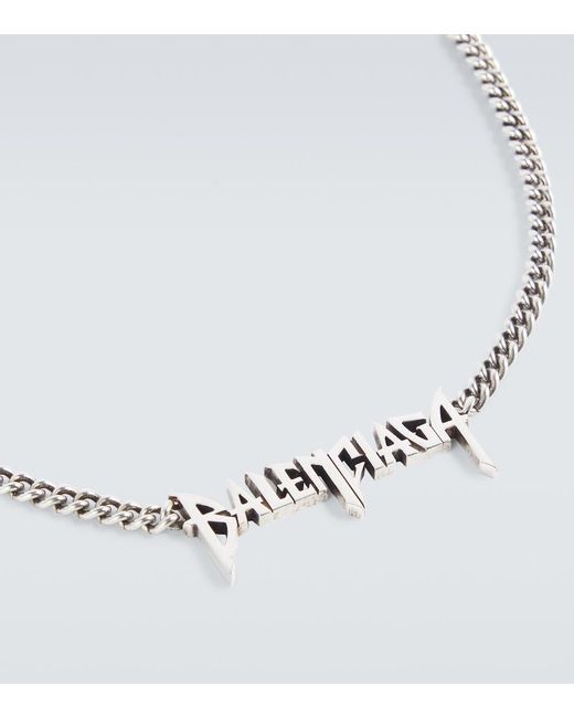 Balenciaga White Logo Necklace for men