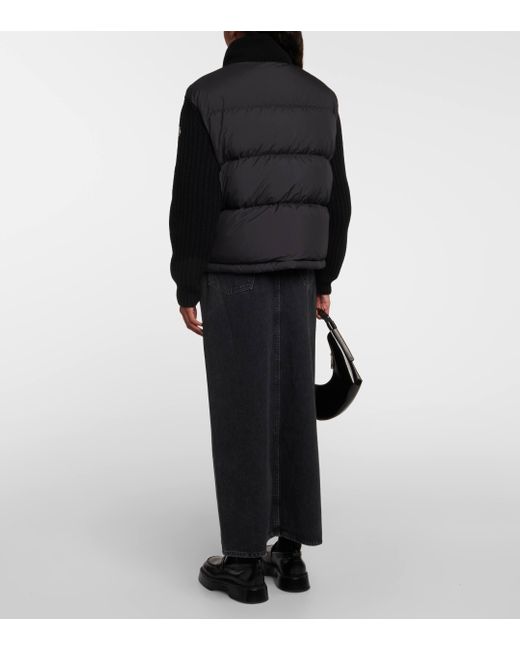 Moncler Black Wool-trimmed Down Jacket