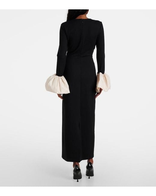 Staud Black Hawthorne Taffeta-Trimmed Maxi Dress