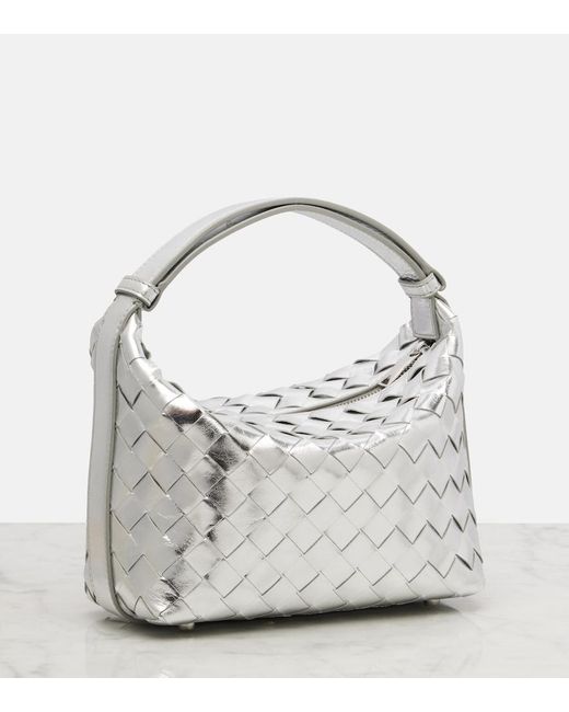 Bottega Veneta White Wallace Intrecciato Leather Shoulder Bag