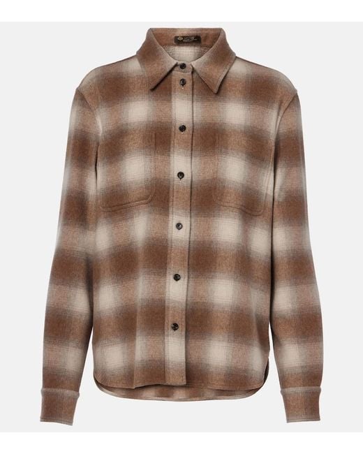 Camisa De Lana Y Cachemir A Cuadros Loro Piana de color Brown