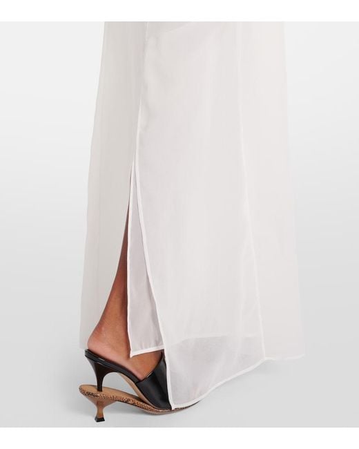 Jacquemus White Peplo Jersey And Muslin Maxi Dress